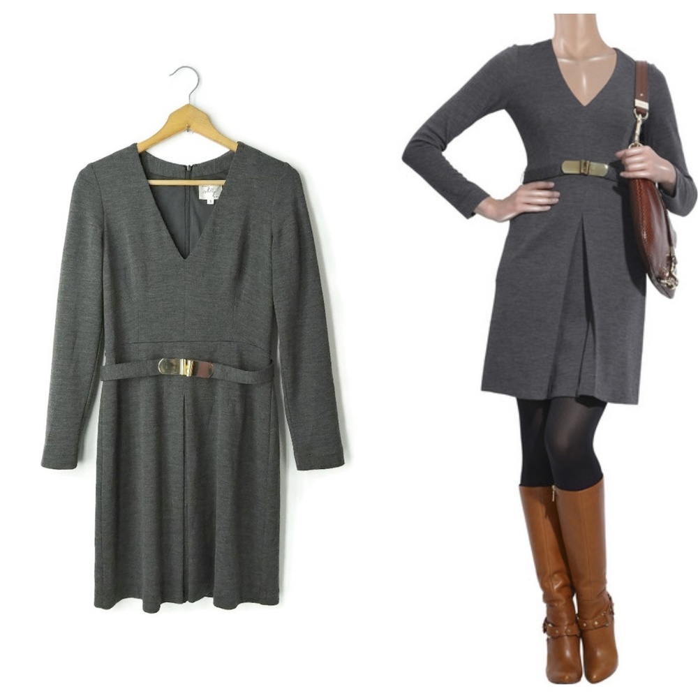 Milly Jersey Long sleeve dress with belt